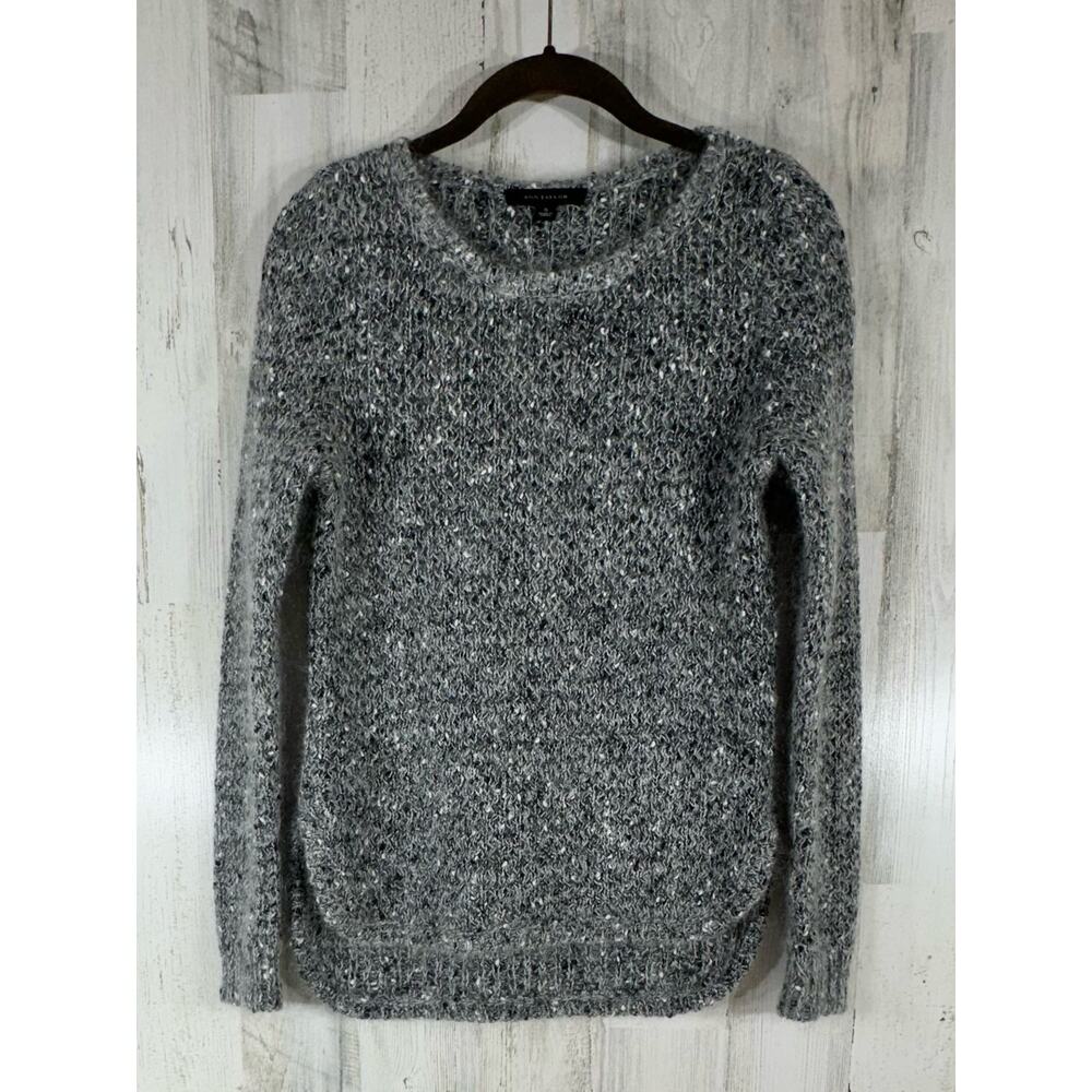 Ann Taylor Sweater Size Small (XS) Gray Marled Mohair Wool Blend Side Slits